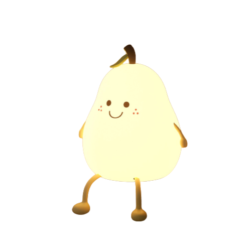 la veilleuse poire vu de face, sur fond blanc, dans une position assise