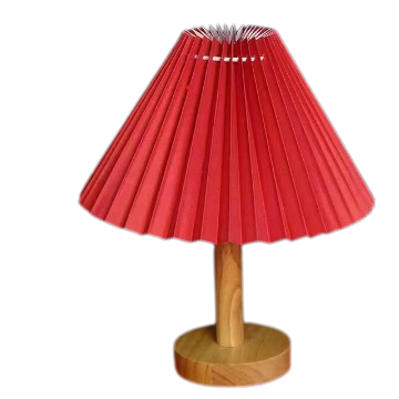 le produit Lampe nordique vu de face sur un fond blanc, produit éteins et couleur de l'abat jour rouge