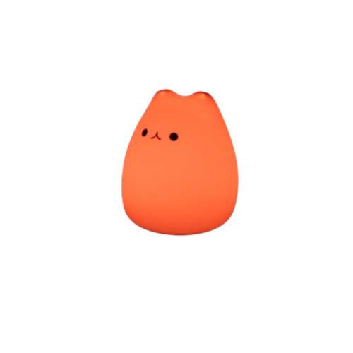 La veilleuse chat vu de face sur fond blanc, variante du produit: chat neutre, couleur LED rouge