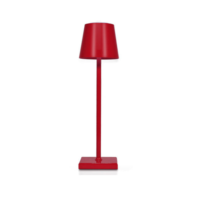 La lampe sur pied led vu de face sur un fond blanc, couleur du produit rouge