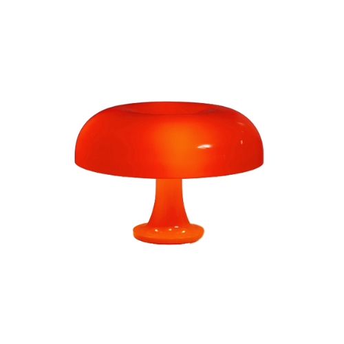 La lampe champignon design vu de face, sur fond blanc, couleur du La lampe champignon design orange