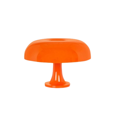 La lampe champignon design vu de face, sur fond blanc, couleur du La lampe champignon design orange